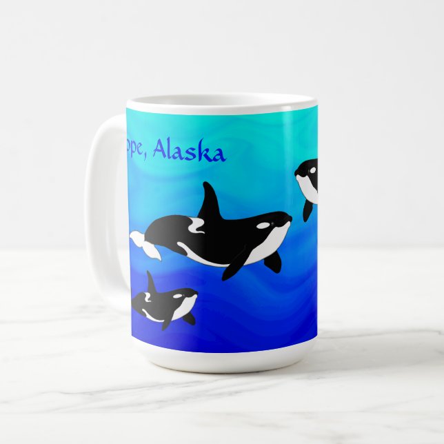 Hope, Alaska Orcas - 15 oz. Combo Mug (Front Left)
