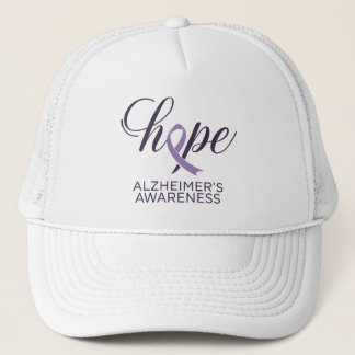 "Hope" Alzheimer's Awareness Purple Ribbon Script Trucker Hat