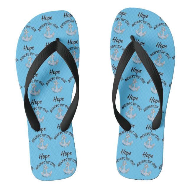 Hope Anchors The Soul Bible All-Over Aqua Unisex Flip Flops (Footbed)