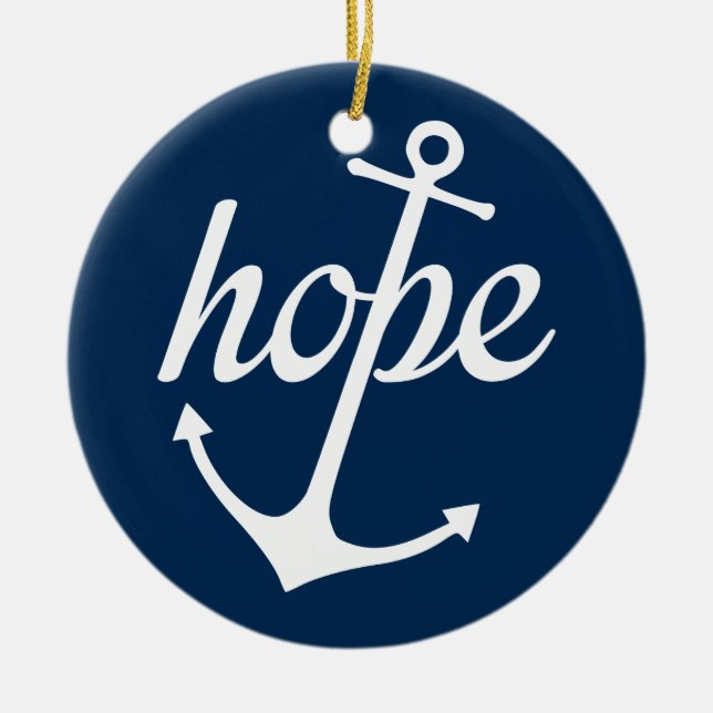Hope Anchors The Soul (Hebrews 6:19) Ceramic Tree Decoration (Front)