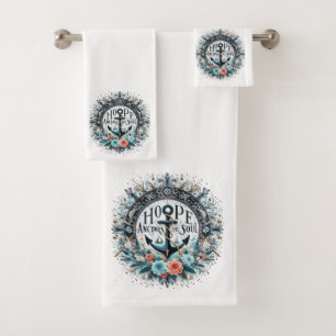Hope Anchors the Soul Nautical  Bath Towel Set