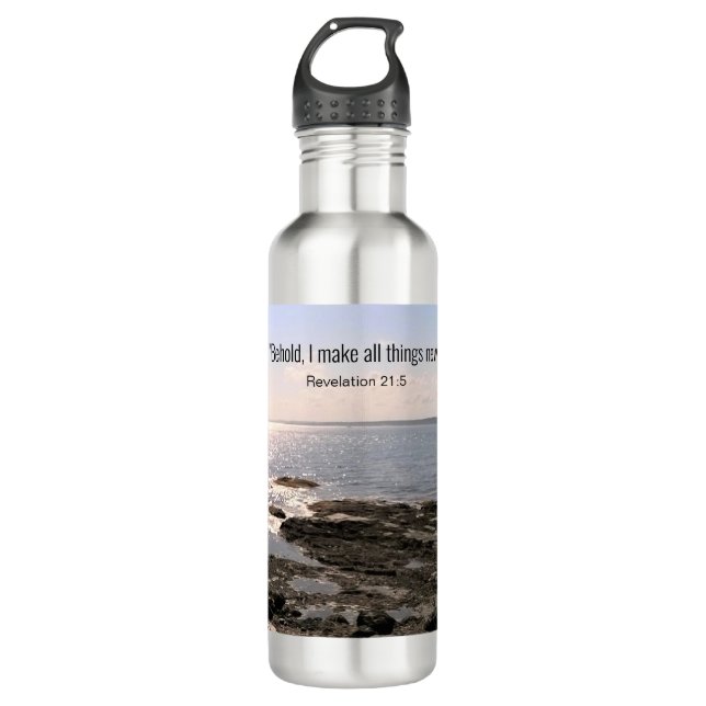 Hope and Encouragement Bible Verse Ocean Photo 710 Ml Water Bottle (Front)