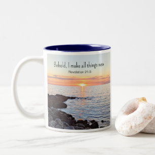 Hope and Encouragement Bible Verse Ocean Photo Two-Tone Coffee Mug