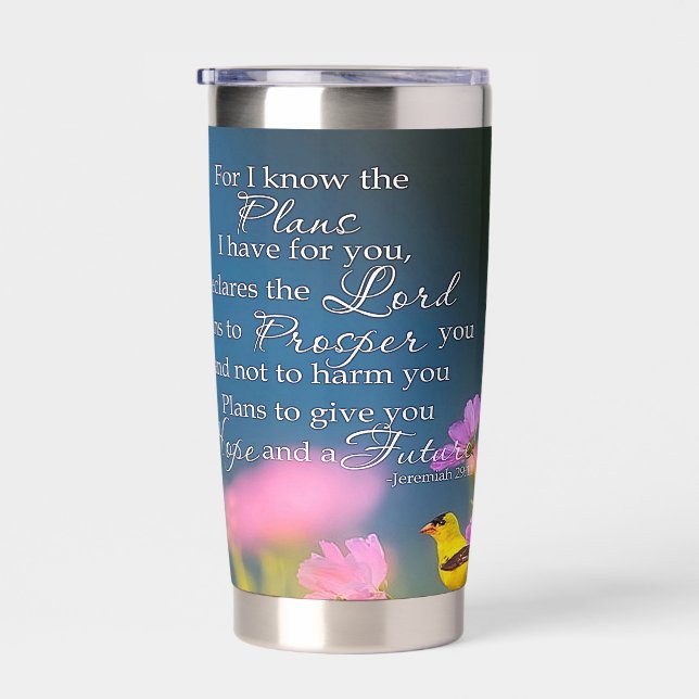 Hope and future  flowers and bird personalised insulated tumbler (Right)