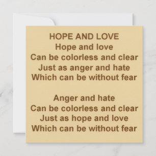 Hope And Love Poem by Kristie Hubler on Card