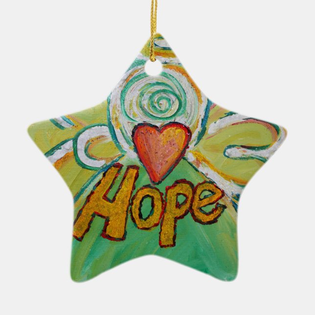 Hope Angel Word Art Gift Holiday Ornament (Front)