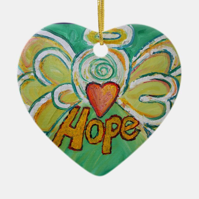 Hope Angel Word Art Gift Holiday Ornament (Front)