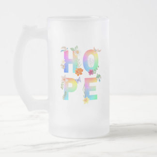 Hope Artistic Positive Motivational Inspirational Frosted Glass Beer Mug