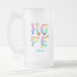 Hope Artistic Positive Motivational Inspirational Frosted Glass Beer Mug