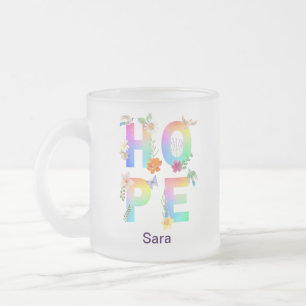 Hope Artistic Positive Motivational Inspirational Frosted Glass Coffee Mug