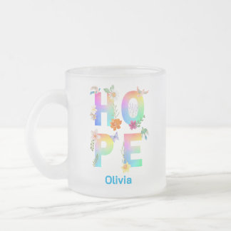 Hope Artistic Positive Motivational Inspirational Frosted Glass Coffee Mug