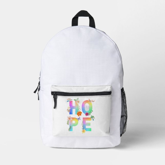 Hope Artistic Positive Motivational Inspirational Printed Backpack (Front)
