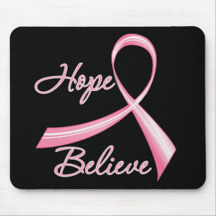Hope Believe Brush Ribbon Breast Cancer Mouse Mat
