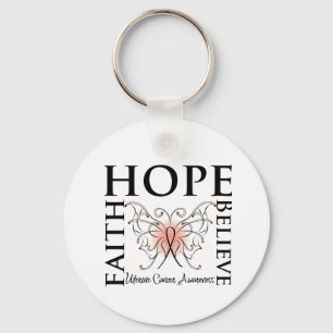 Hope Believe Faith - Uterine Cancer Key Ring