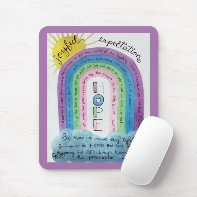 Hope Bible Verse Scripture Watercolor Rainbow Art  Mouse Mat (With Mouse)