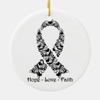Hope Black Awareness Ribbon Ceramic Tree Decoration
