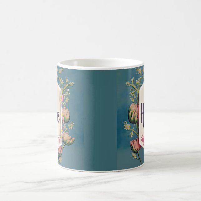 Hope Blooms - Elegant Floral Typography  Coffee Mug (Center)