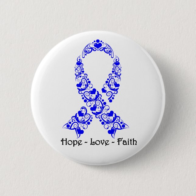 Hope Blue Awareness Ribbon 6 Cm Round Badge (Front)