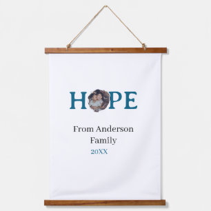 Hope blue holidays bold letter kids photo name yea hanging tapestry
