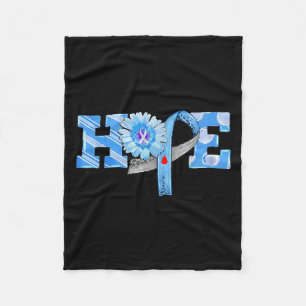 Hope Blue Ribbon Sunflower T1d Diabetes Awareness Fleece Blanket