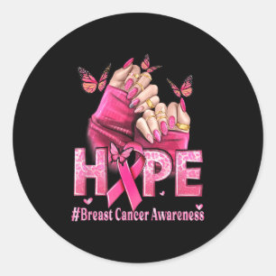 Hope Breast Cancer Pink Ribbons Cute Design Women  Classic Round Sticker