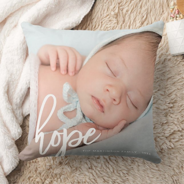 Hope Brush Script in White with Photo Cushion (Blanket)