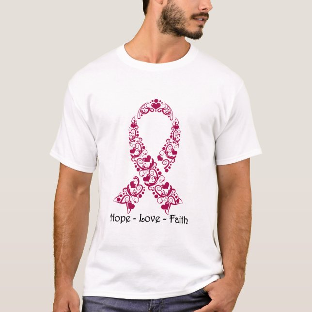 Hope Burgundy Awareness Ribbon T-Shirt (Front)