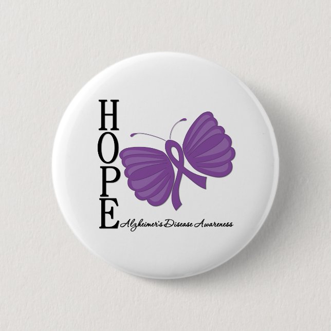 Hope Butterfly Alzheimer's Disease 6 Cm Round Badge (Front)