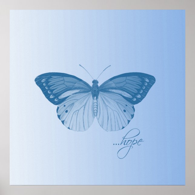 Hope Butterfly Blue Poster (Front)