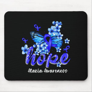 Hope Butterfly Blue Ribbon Ataxia Awareness Mouse Mat