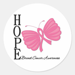 Hope Butterfly Breast Cancer Classic Round Sticker