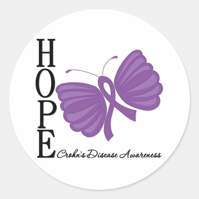 Hope Butterfly Crohn's Disease Classic Round Sticker (Front)
