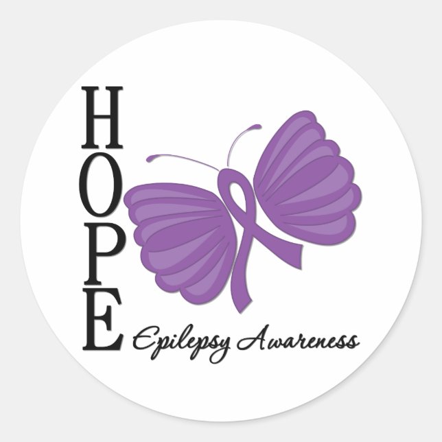 Hope Butterfly Epilepsy Classic Round Sticker (Front)