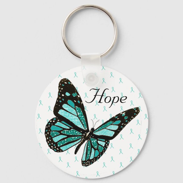 Hope Butterfly Key Chain with MG Awareness Ribbons (Front)