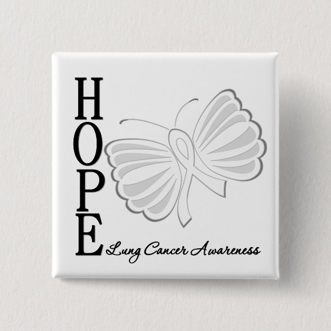 Hope Butterfly Lung Cancer 15 Cm Square Badge (Front)