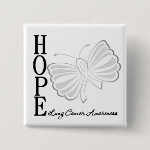 Hope Butterfly Lung Cancer 15 Cm Square Badge