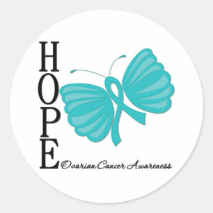 Hope Butterfly Ovarian Cancer Classic Round Sticker