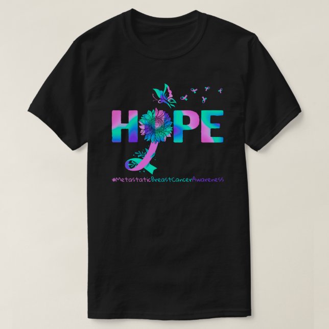 Hope Butterfly Sunflower Metastatic Breast Cancer  T-Shirt (Design Front)