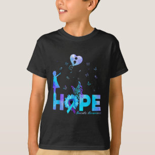 Hope Butterfly Sunflower Suicide Prevention Awaren T-Shirt