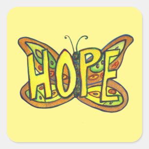 Hope Butterfly Word Art Inspirational Stickers