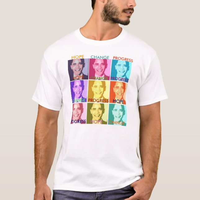 Hope,Change & Progress Obama Tshirt (Front)