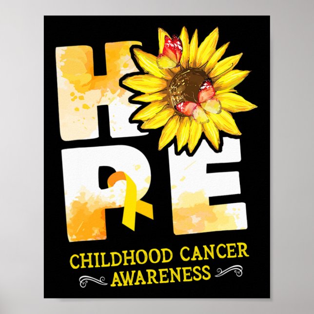 Hope Childhood Cancer Awareness Flowers   Poster (Front)
