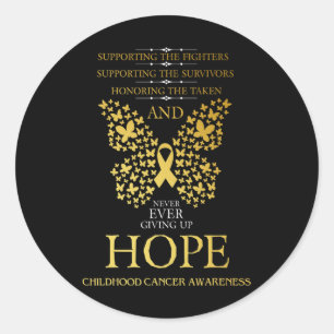 Hope Childhood Cancer Awareness Gold Ribbon  Classic Round Sticker
