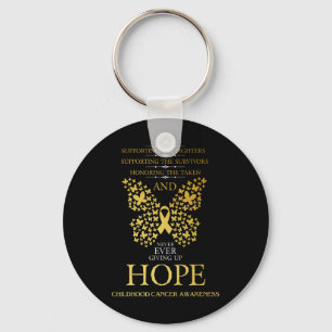 Hope Childhood Cancer Awareness Gold Ribbon  Key Ring