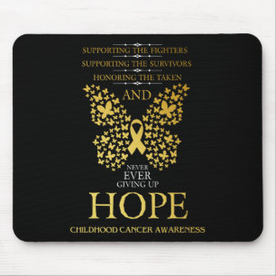 Hope Childhood Cancer Awareness Gold Ribbon  Mouse Mat