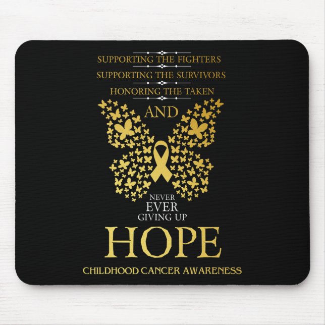 Hope Childhood Cancer Awareness Gold Ribbon  Mouse Mat (Front)