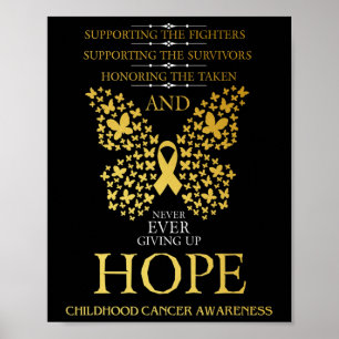 Hope Childhood Cancer Awareness Gold Ribbon  Poster