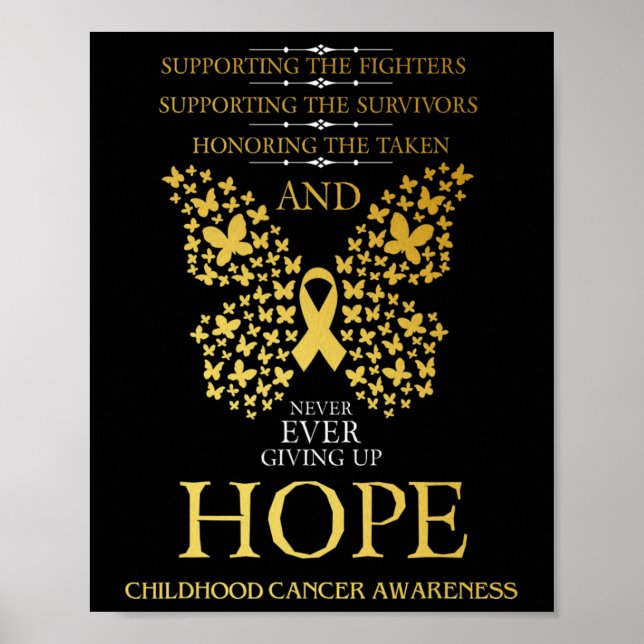 Hope Childhood Cancer Awareness Gold Ribbon  Poster (Front)