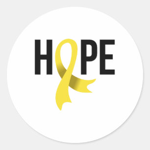 Hope Childhood Cancer Awareness Month Gold Ribbon Classic Round Sticker