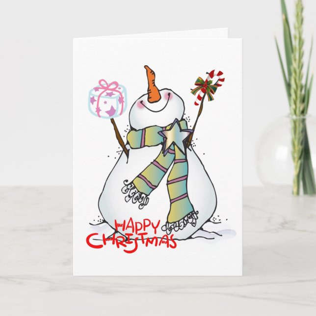 HOPE CHRISTMAS IS "HAPPY" LIKE THIS SNOMAN  HOLIDAY CARD (Front)